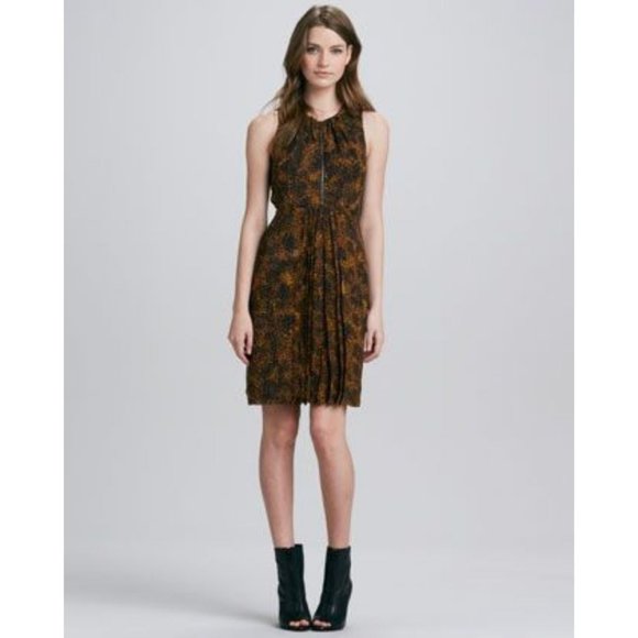 Burberry Dresses & Skirts - Burberry Brit Zip-Front Leopard-Print Mulberry Silk Dress Size 4 Georgette